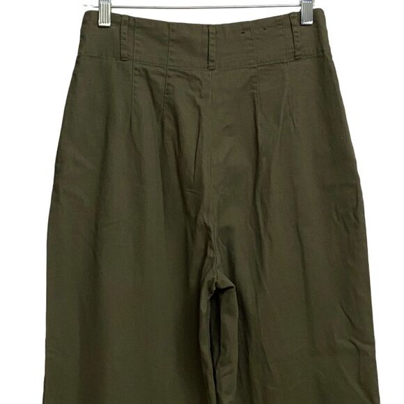 NWT Who What Wear High Waist Wide Leg Pants Sz 4 Button Fly Pleated Green *Flaw - Picture 8 of 11